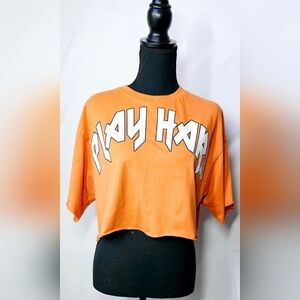 Orange Graphic Crop Top